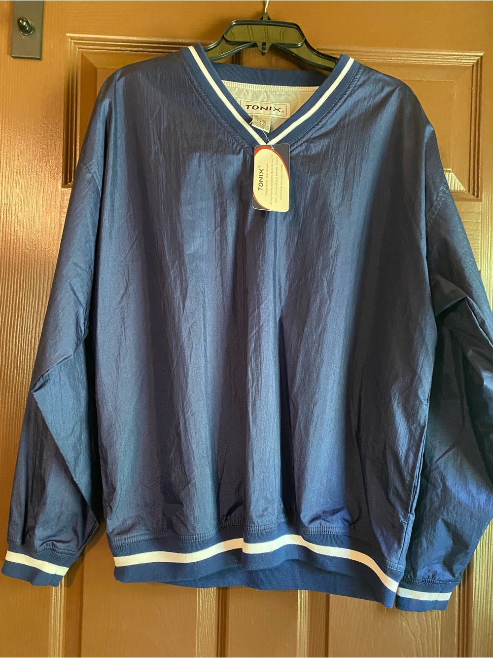 NWT Tonix Navy Nylon V-Neck Pullover Windbreaker Jacket Medium